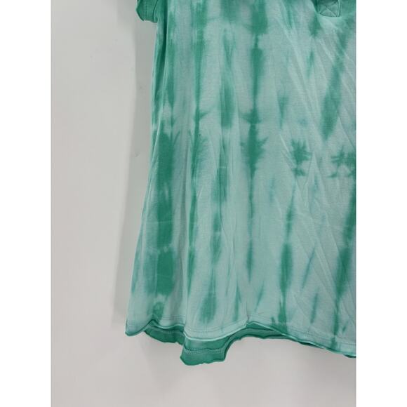 Calvin Klein T Shirt Womens Medium Blue Green Tie Dye Short Sleeves V Neck - Picture 6 of 16